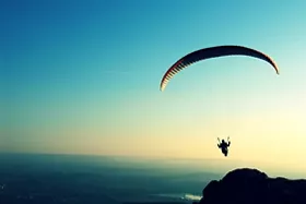 View of a person paragliding
